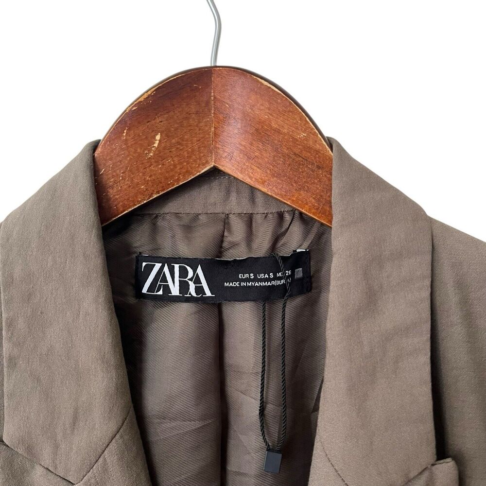 ZARA Open Front Blazer Women’s Small Brown Lightweight Work Layering Chic - Picture 13 of 13